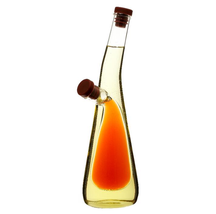 Hot Selling mouth blown high borosilicate glass oil and vinegar bottle for kitchen 2 in 1 using EU standard
