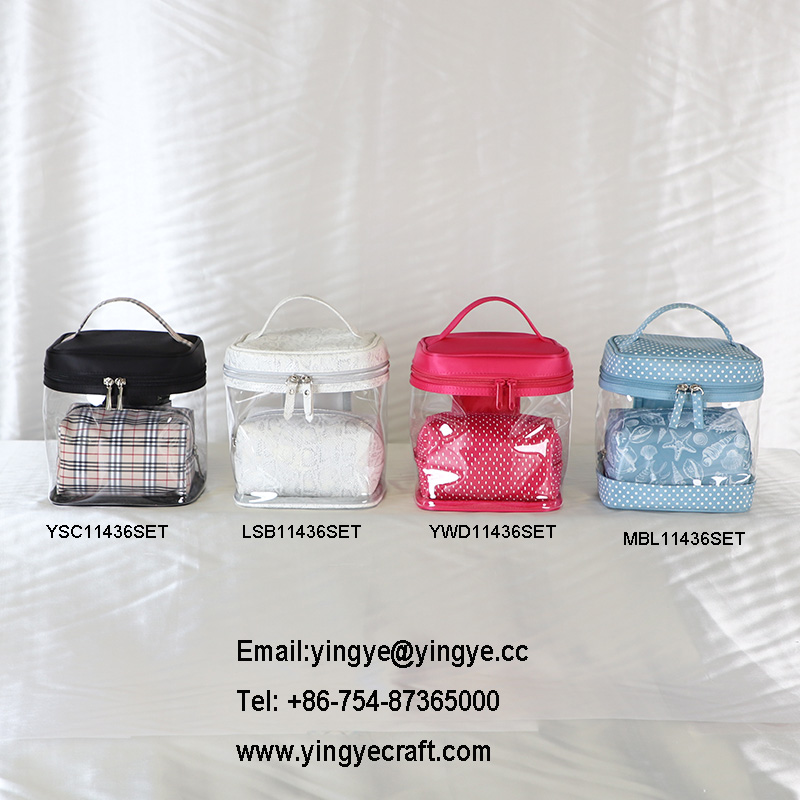storage set, cosmetic bag set, make-up bag set, pvc bag