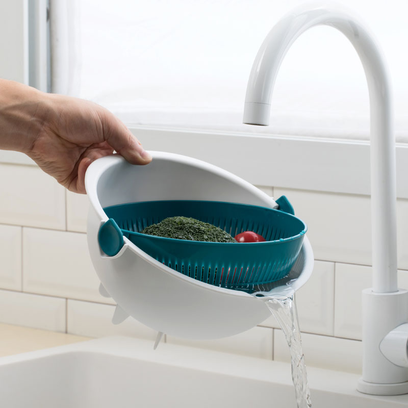 2 bowls plastic soak and drain strainer trickling sifter fruit colander for washing veggies & fruits and draining pasta