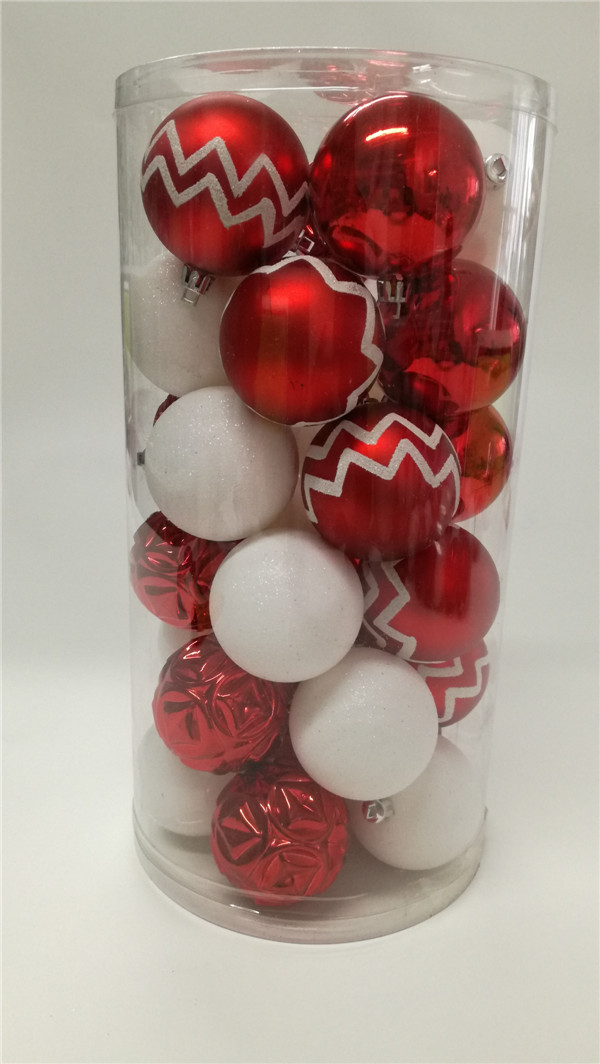 CHRISTMAS S/30 6CM red and white fancy ornaments