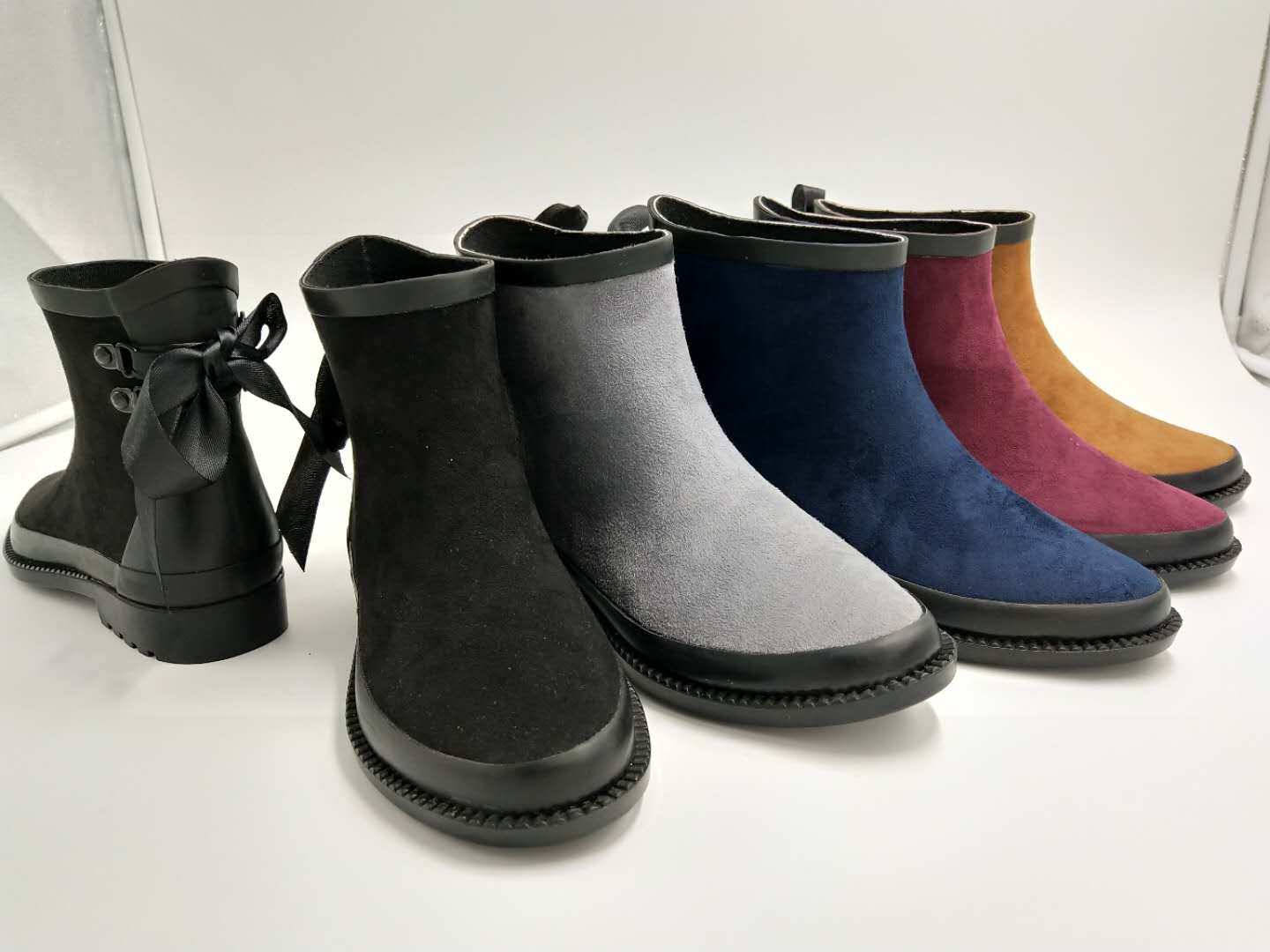 Ladies rubber boots fabric upper