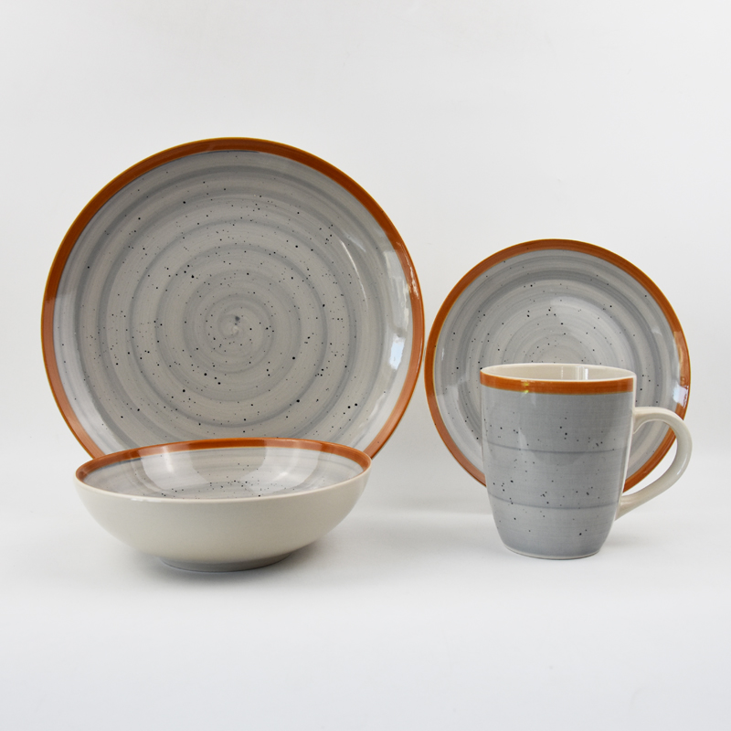 18pcs Ceramic Dinnerware Set,Hot Selling Speckle Design Hand Painted Stoneware Dinnerware Set