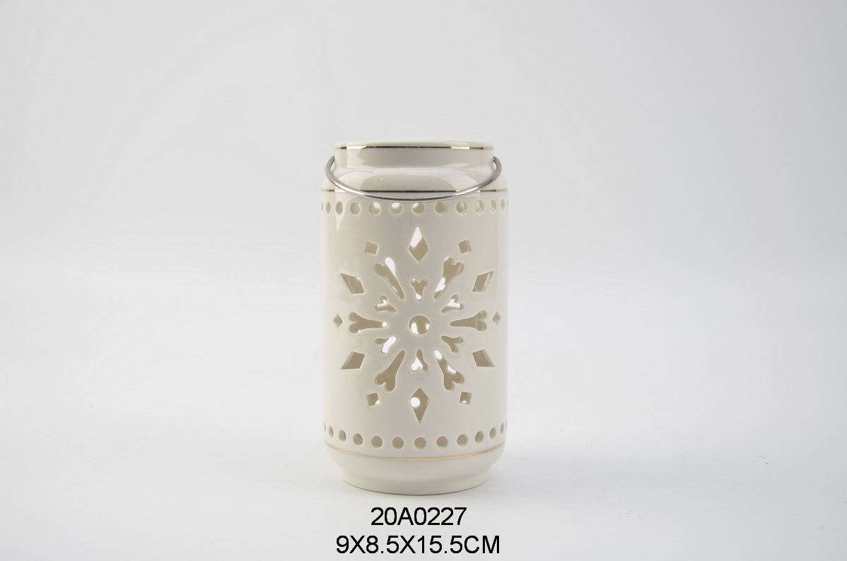 Ceramic porcelain Christmas hollow LED light lantern