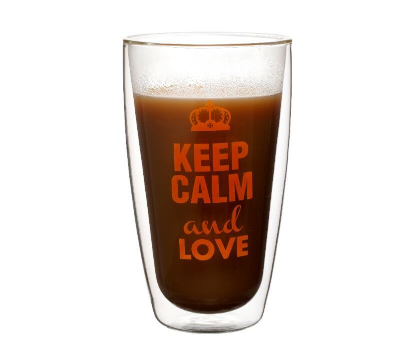 Best Seller Mouth Blown High Borosilicate 400ml Double wall glass coffee cup Latte type EU standard Dishwasher Safe