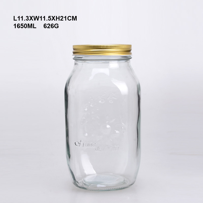 SCIEC 1650ML glass storage bottle with gold metal lid