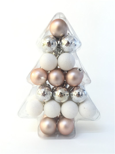 XMAS S/34 3CM rose gold and white painting baubles