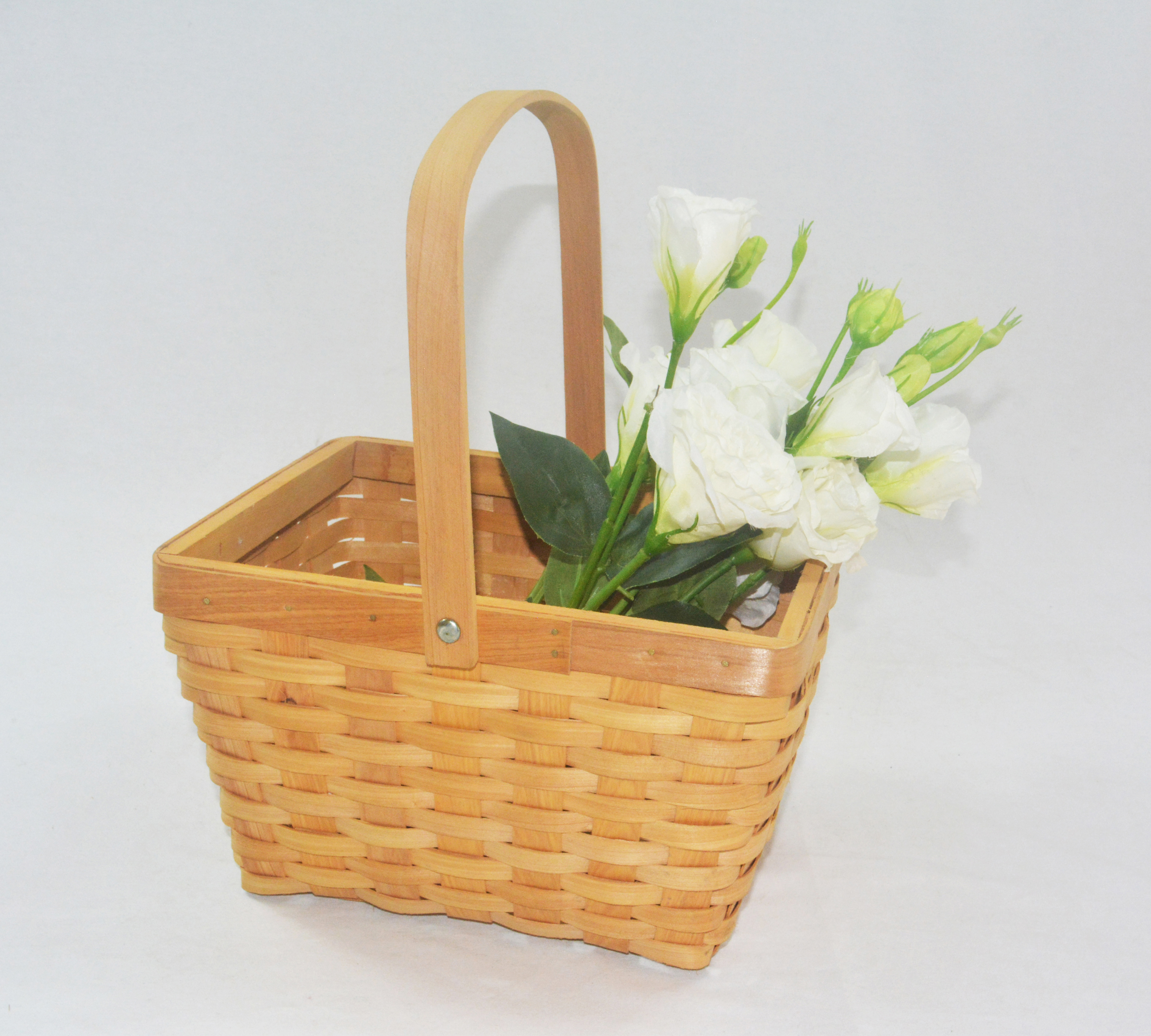 Festival hand-made wood chip woven gift storage basket