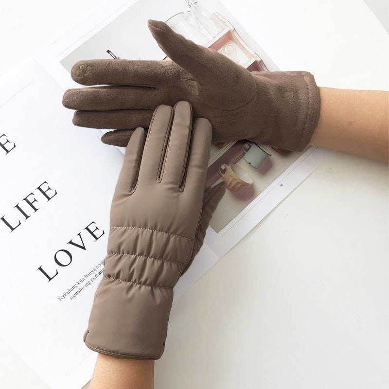 Winter warm light brown AB faced gloves for wholesale