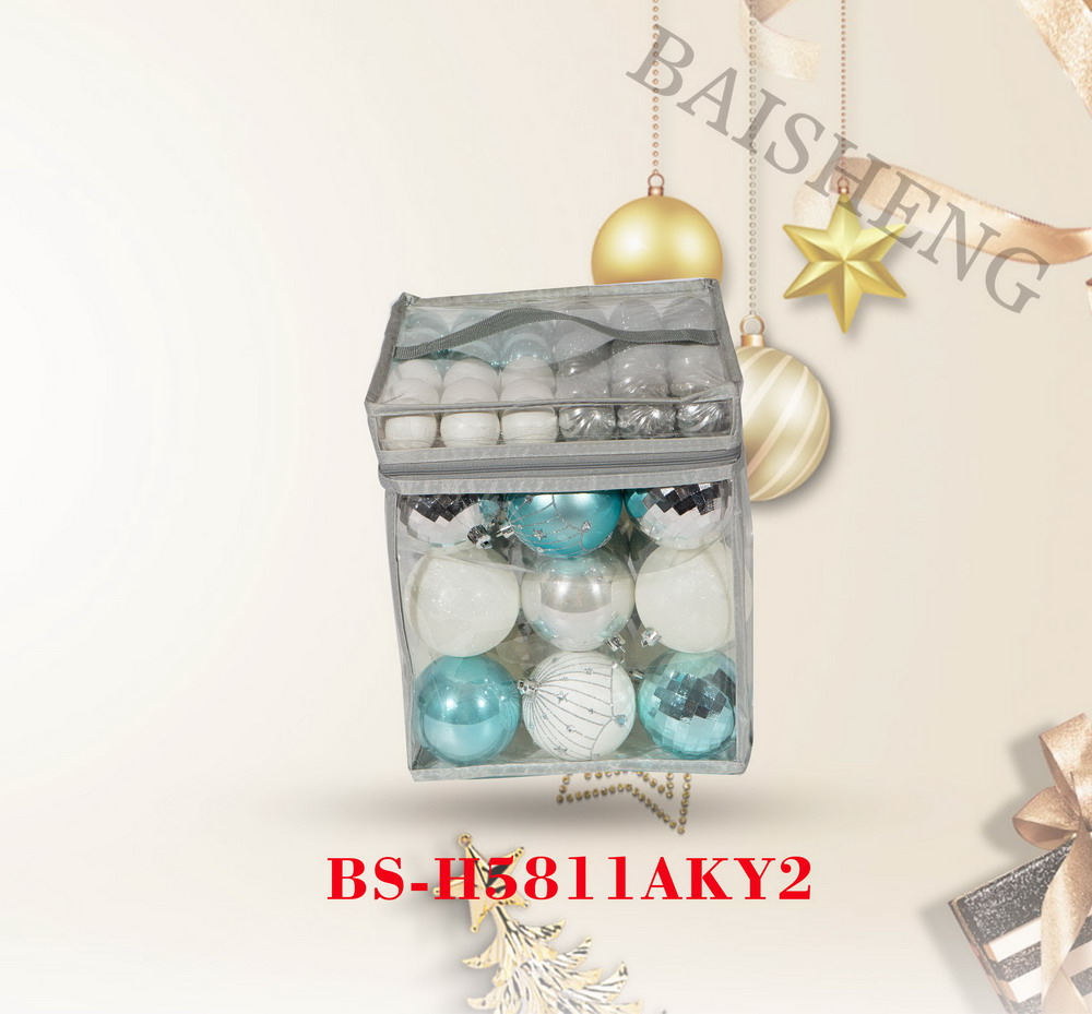 Christmas balls, 63pcs/set in PVC bag