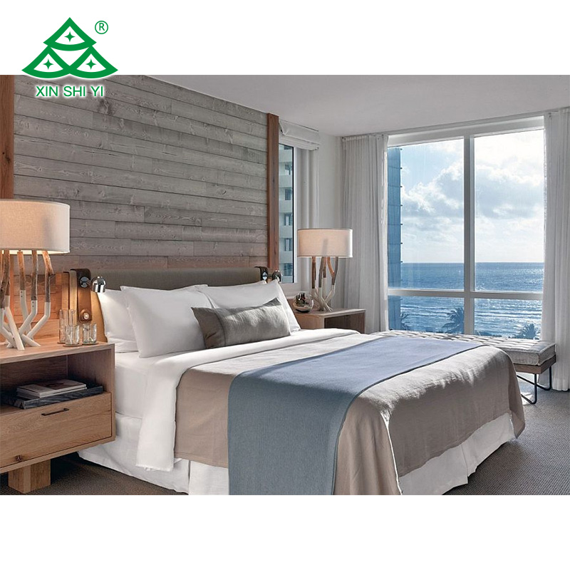 Hotel wooden bedroom set furniture king size bed simple design