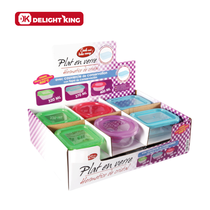 Glass food container with display box