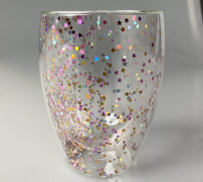 New Arrival high borosilicate double wall glass cup for home decor and using with inner start Dishwasher Safe