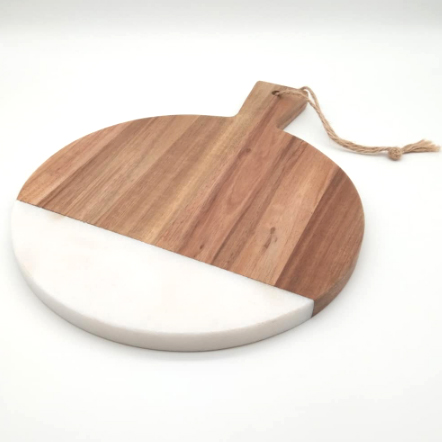Household Stone Placemats Paddle Shape Marble Acacia Wood Cutting Boards