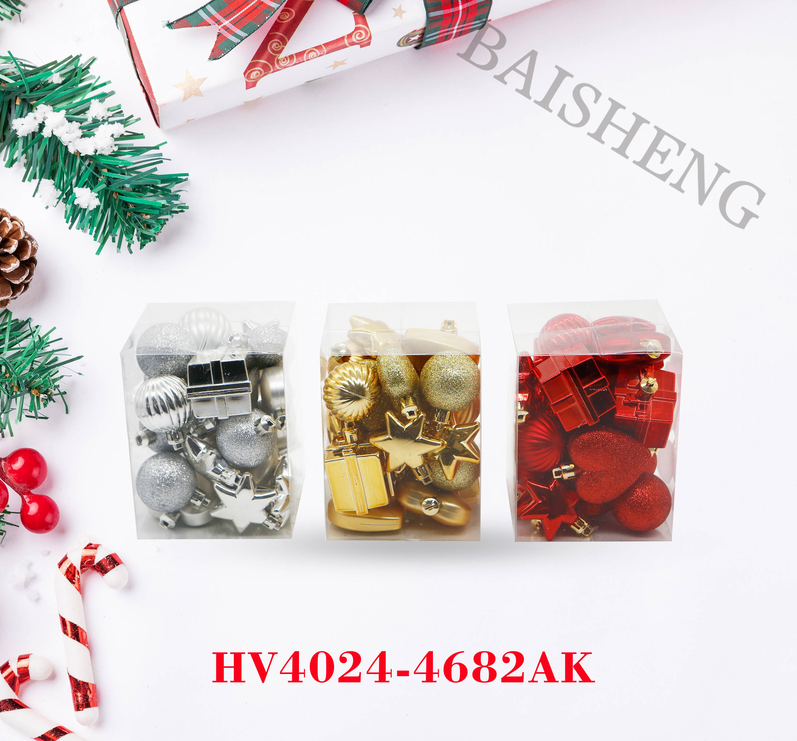 4cm Ornaments, Mix Different Designs, 24pcs In PVC Box