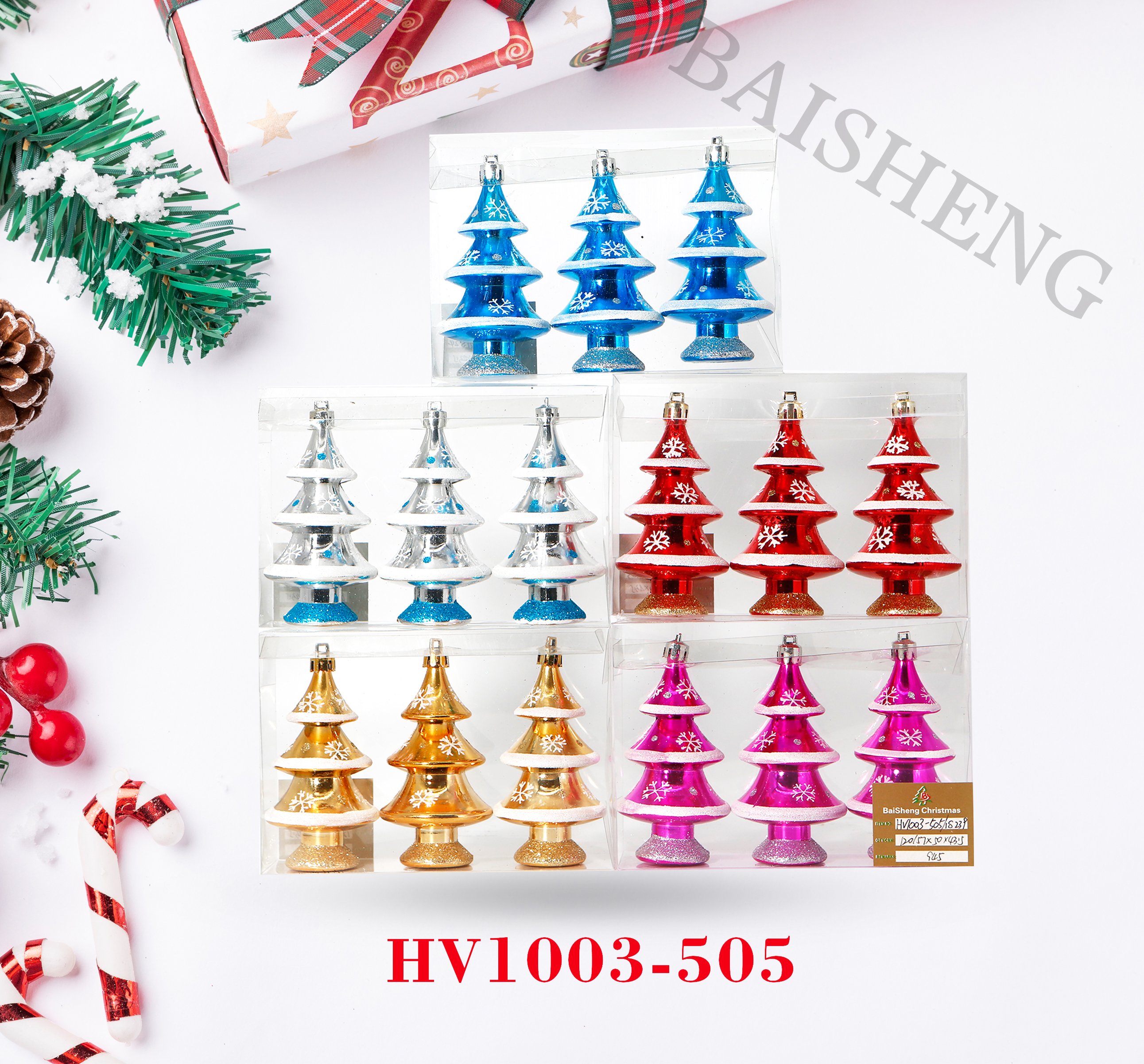 10cm Painted Christmas Decorations Christmas Balls, 3 Pcs In PVC Box