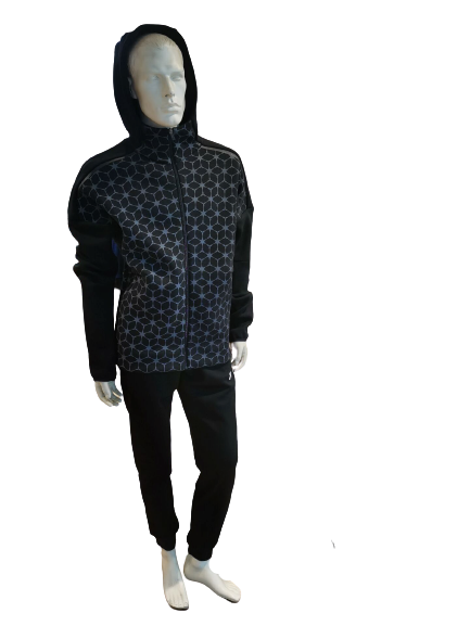 Mens hoodie sweater leisure suit with rubber print emb logo