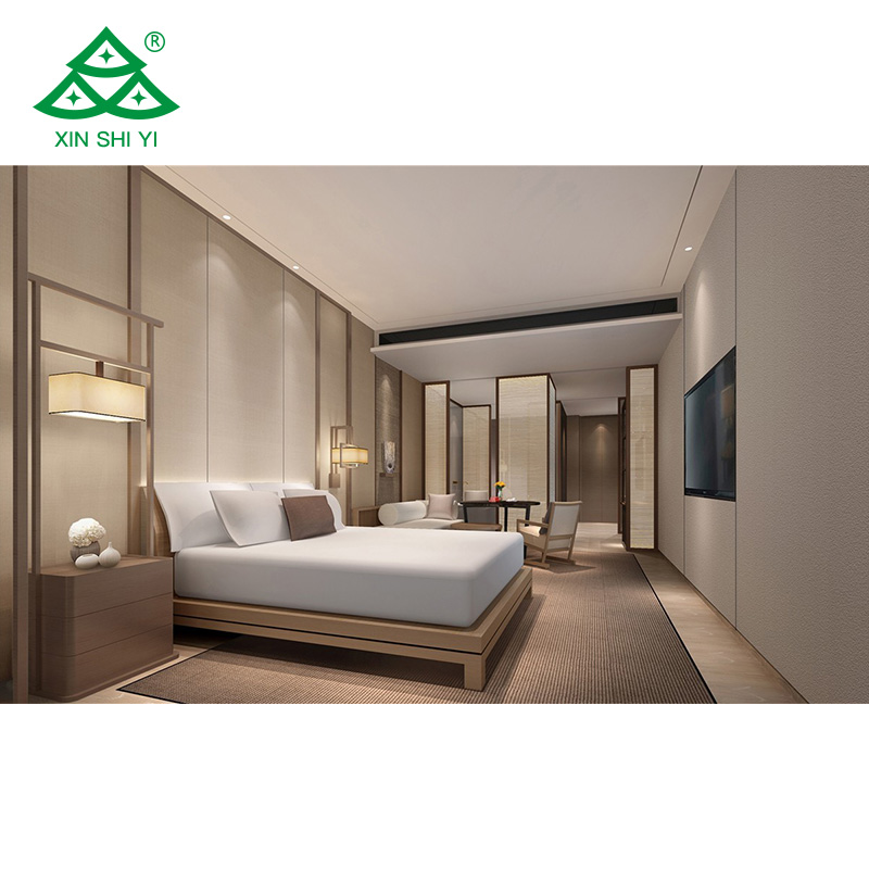 Plywood with OAK Veneer Material Hotel Bedroom Furniture Sets For 4 star