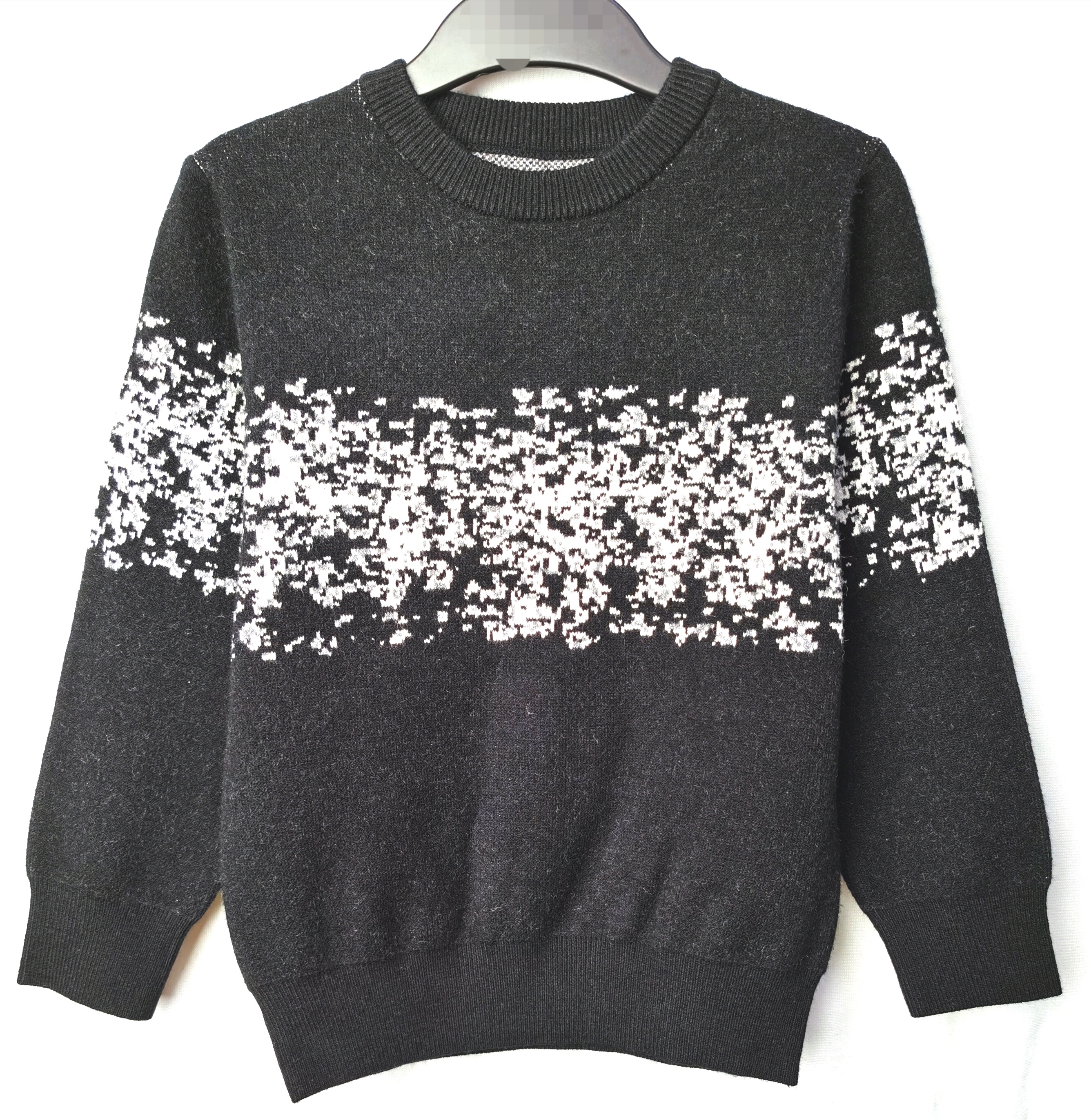 Boys' knitted jacquard pullover sweater