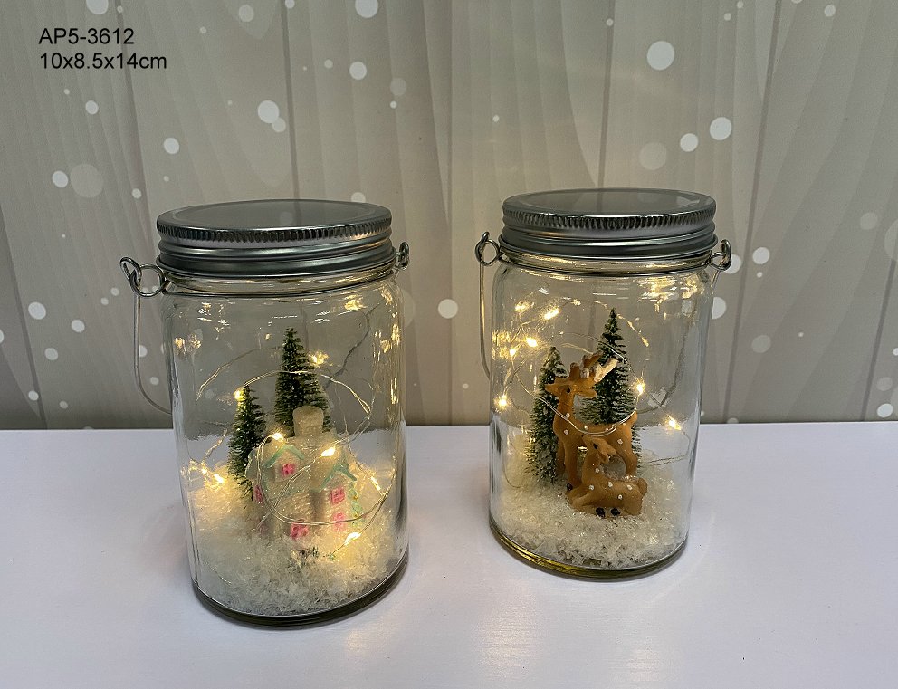 glass jar with accent and LED light