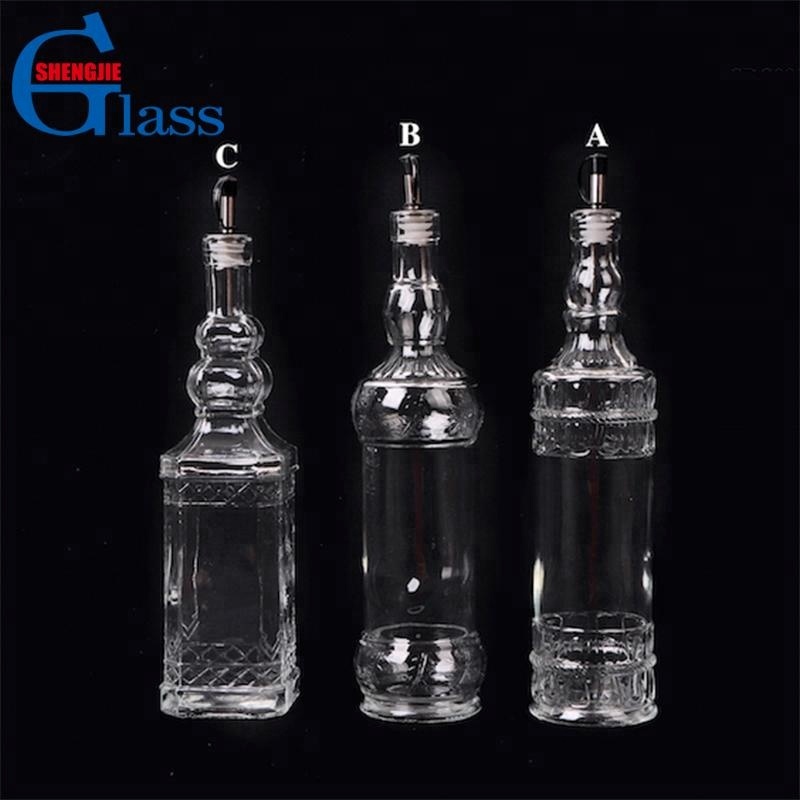 Clear Embossed Custom Glass Cooking Oil Bottle