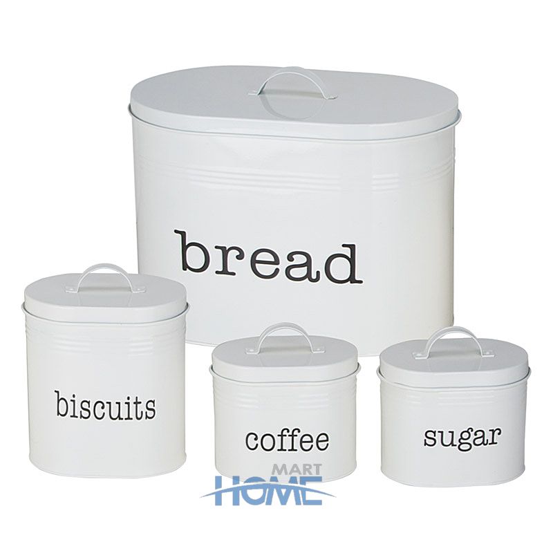 Colorful Printing Kitchen Canister 4 Piece Metal Canister with Lids Set Home Metal Deluxe Food Storage Jar