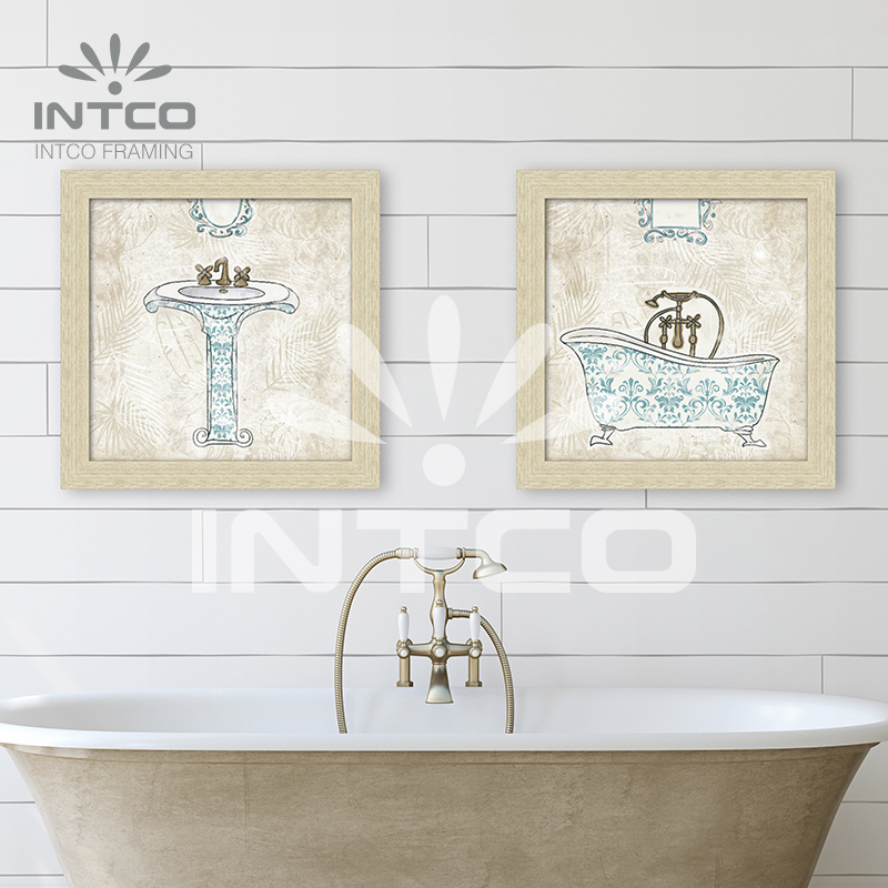 Bathroom with Blue Pattern