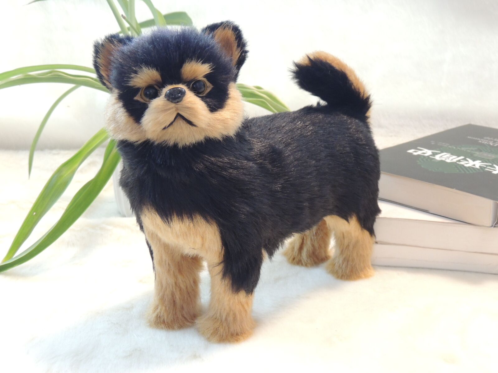 Synthetic hair emulational dog Yorkshire