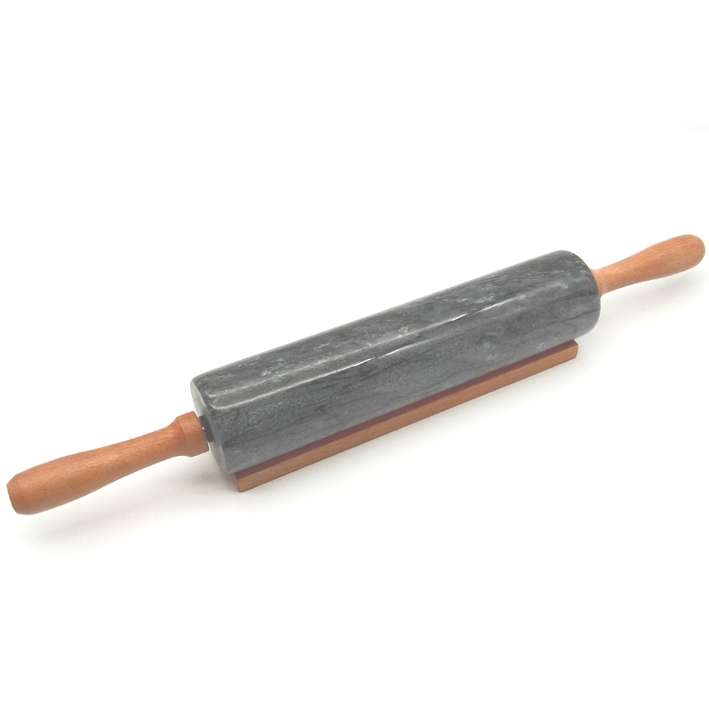 Marble Smooth Surface Kitchen Baking Hand Burnishing Stone Rolling Pin / Noodle Rolling Pin With Wooden Handle