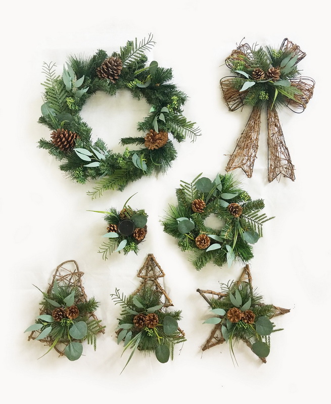 Berry and leaf rattan wreath/star/ball/tree/star topper decor