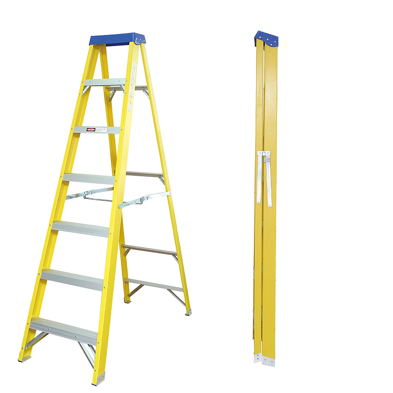 7 Steps fibreglass step ladder with EN131 & TUV GS appoval