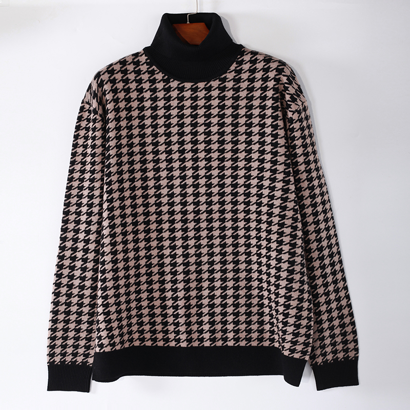 Men's High Neck Jacquard Knitted Pullover