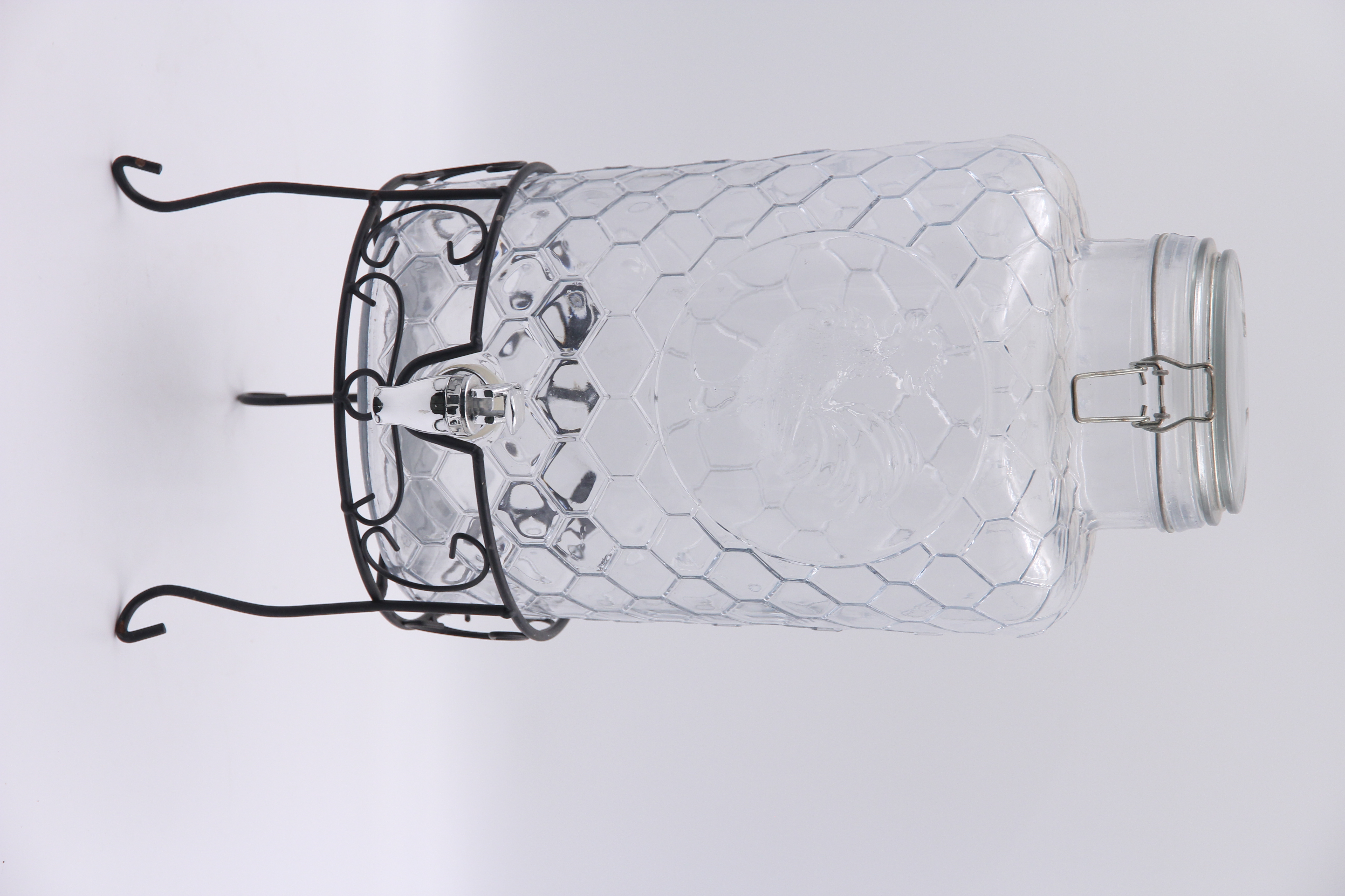 8L glass dispenser with metal stand