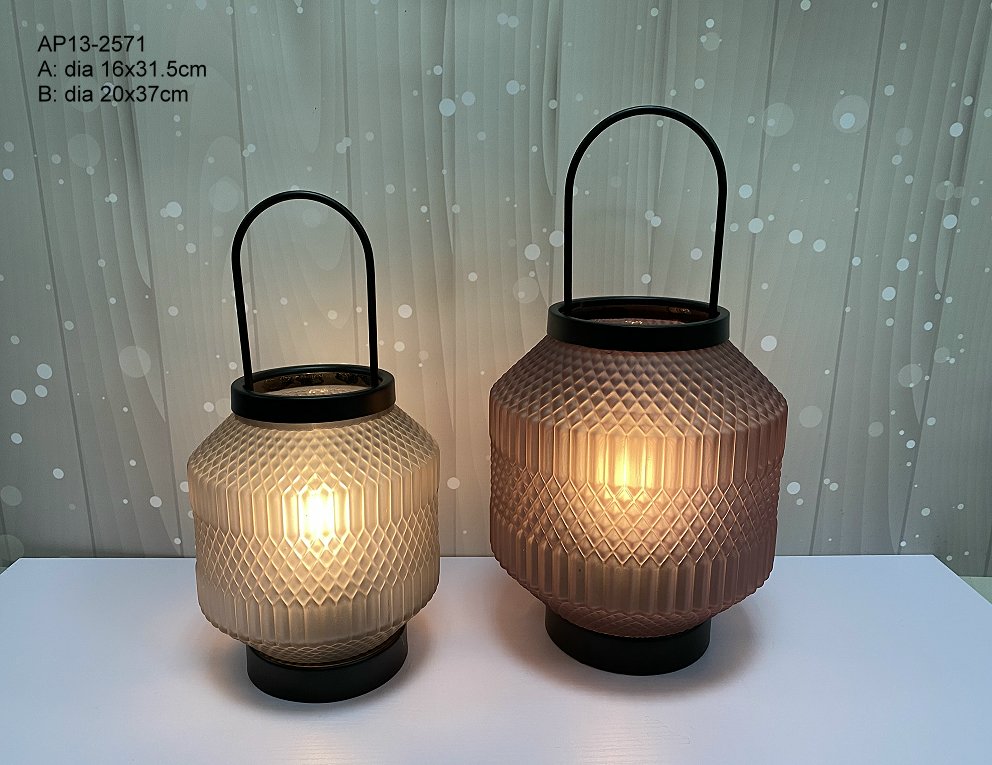 glass lantern with LED light