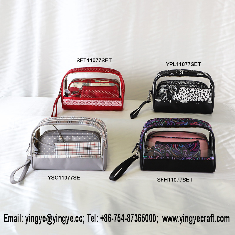 storage set, cosmetic bag set, make-up bag set, pvc bag