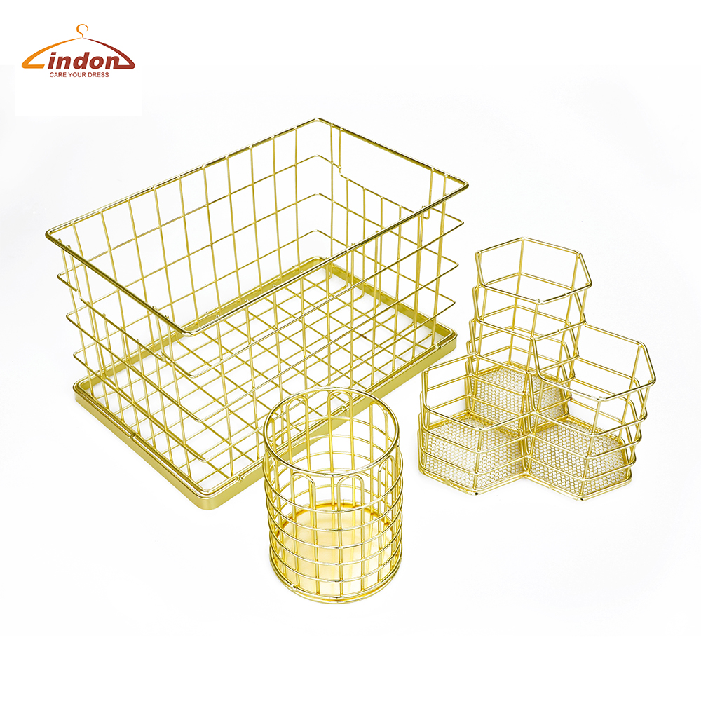 2020 Golden Pencil Storage Metal Basket Organizer