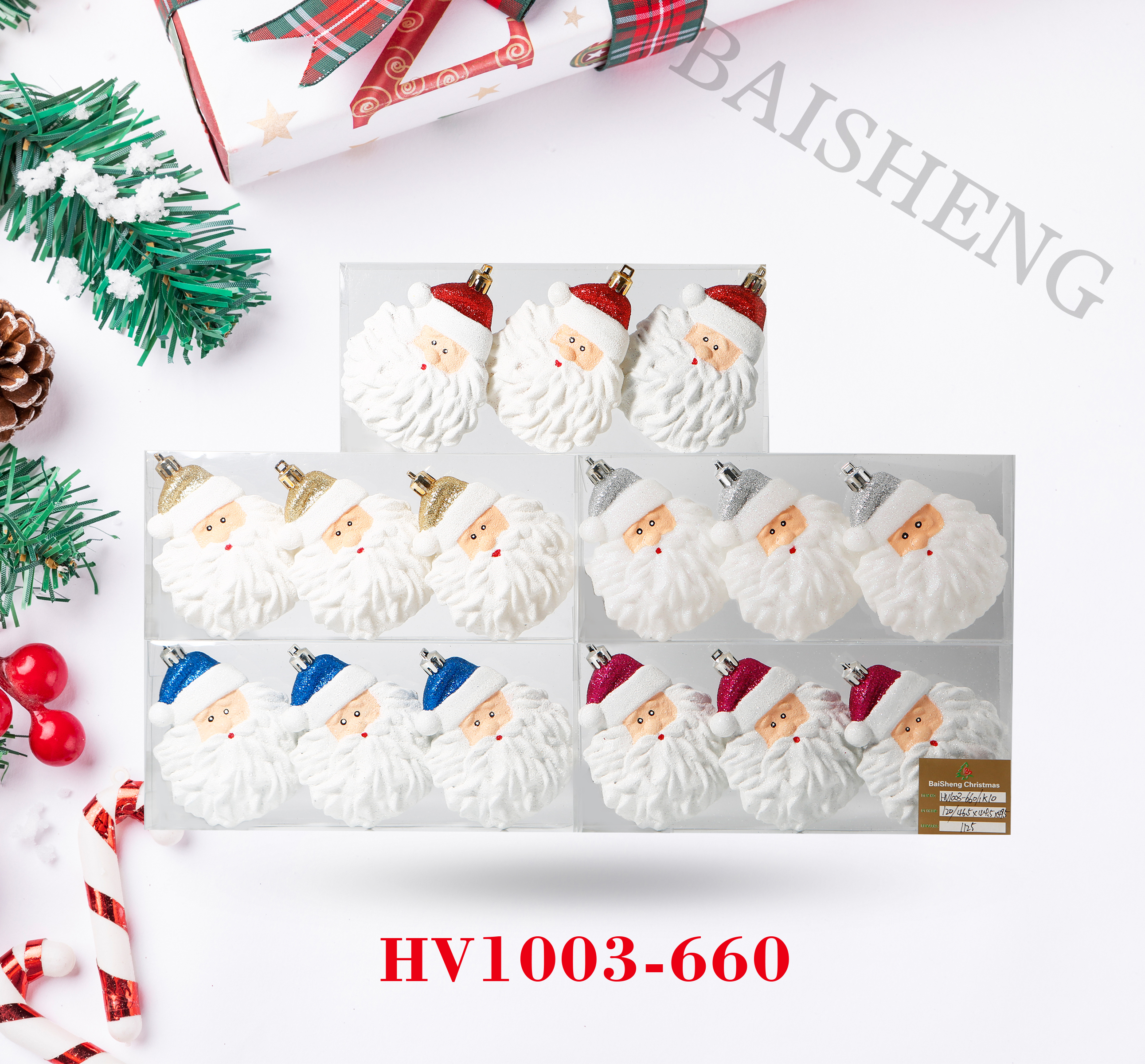 10cm Painted Christmas Decorations Christmas Balls, 3 Pcs In PVC Box