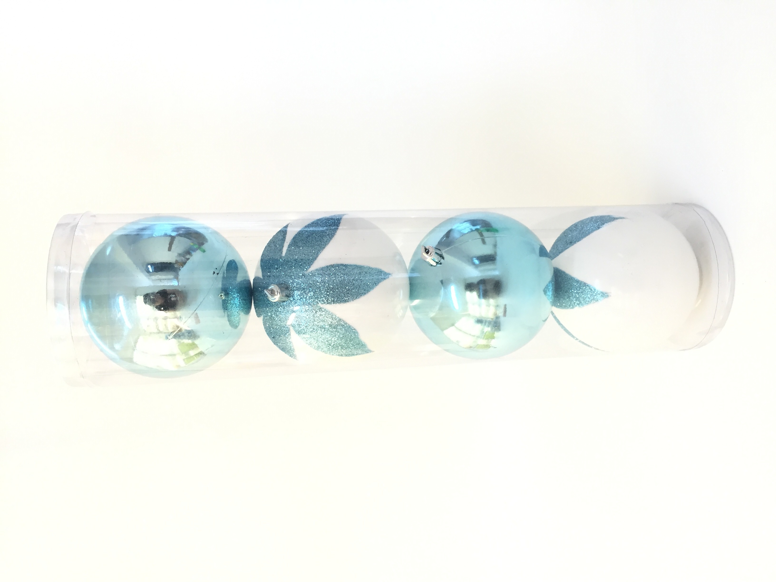 CHRISTMAS S/4 10CM lake blue and white joyful gifts