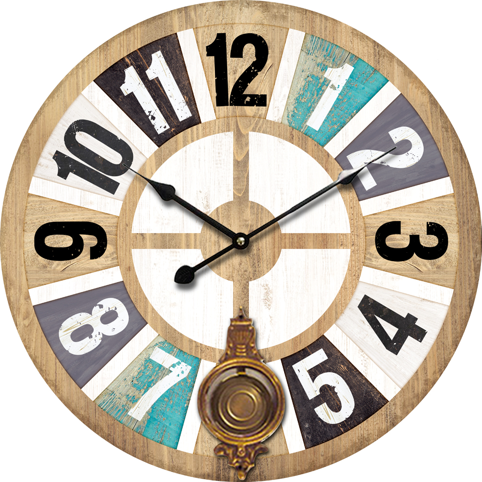 58cm wood swing clock