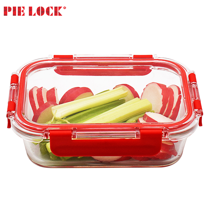 New glass food storage container / glass lunch box with MS lid