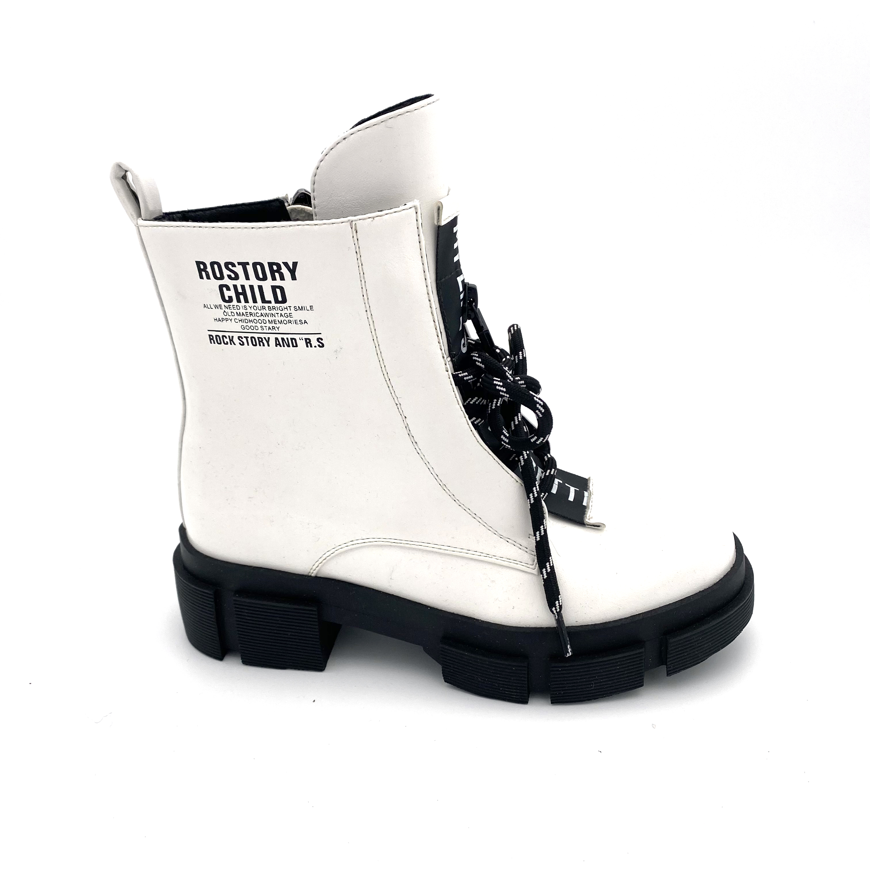 Waterproof lace-up zipper and velvet casual Martin boots for boys and girls