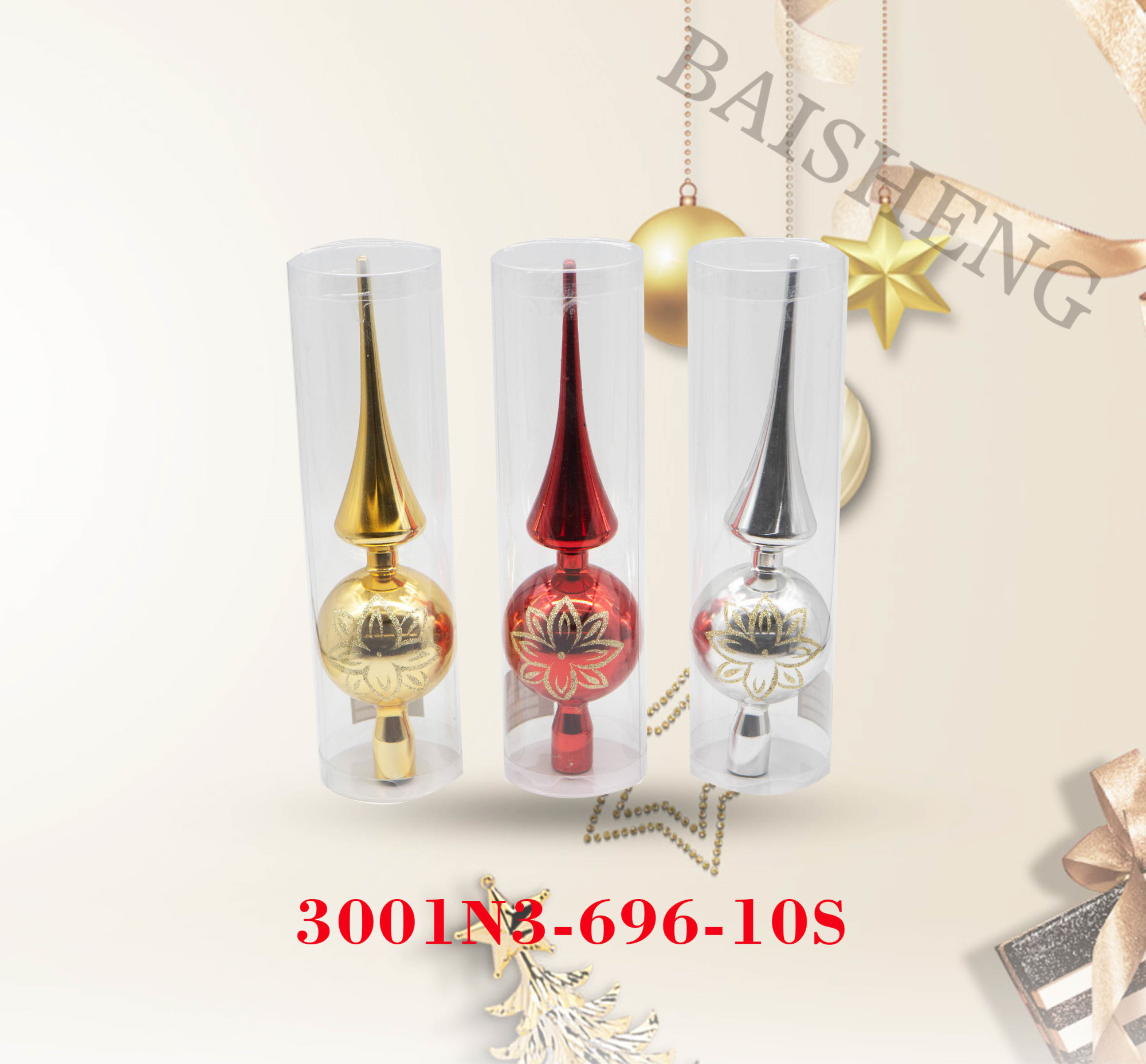 30cm Plastic Christmas Tree Topper, 1pc In PVC Tube
