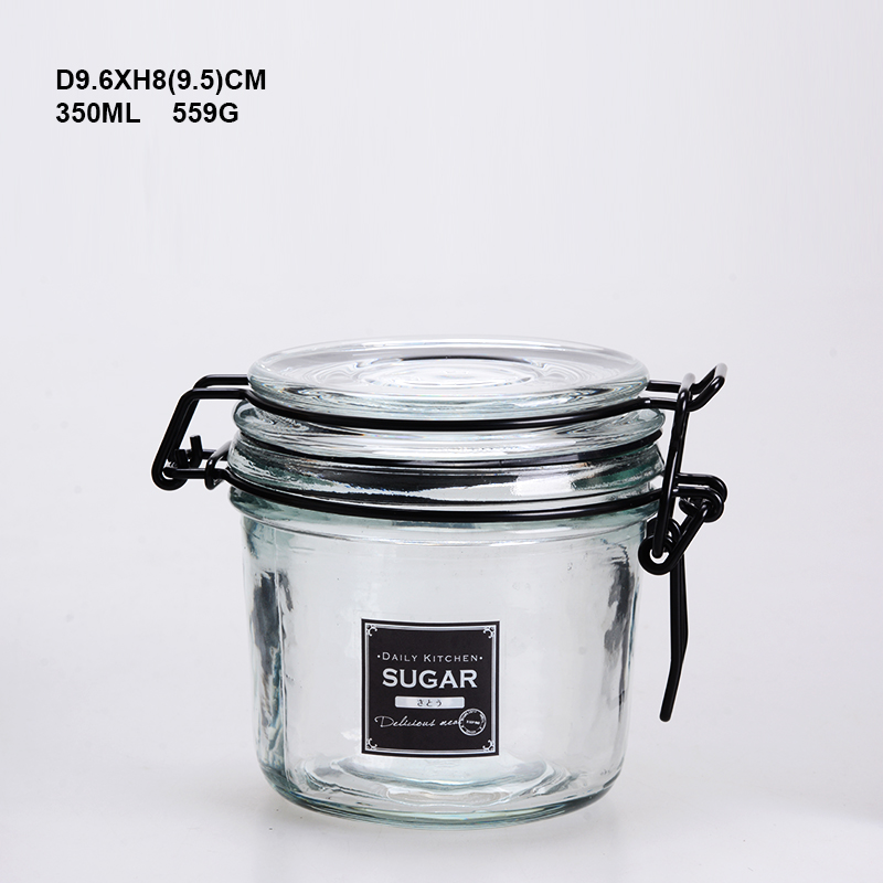 SCIEC 350ML Glass storage clip jar for kitchen