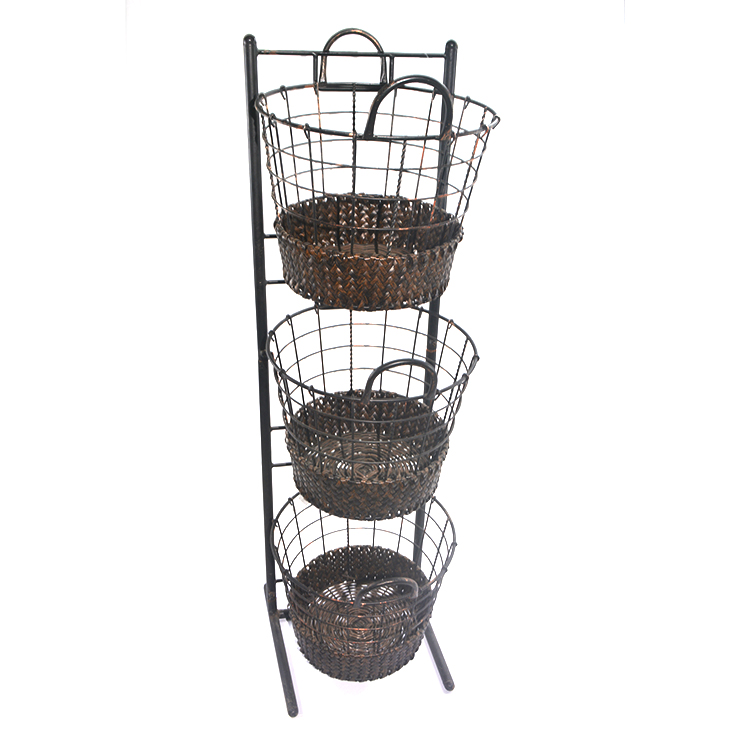 3 tiers storage shelf for display with Detachable metal iron frame