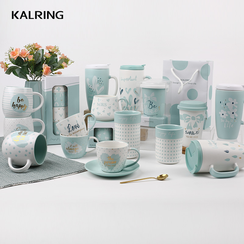 Ceramic mug new bone china travel mug with silicone canister with bamboo lid for Valentine's day