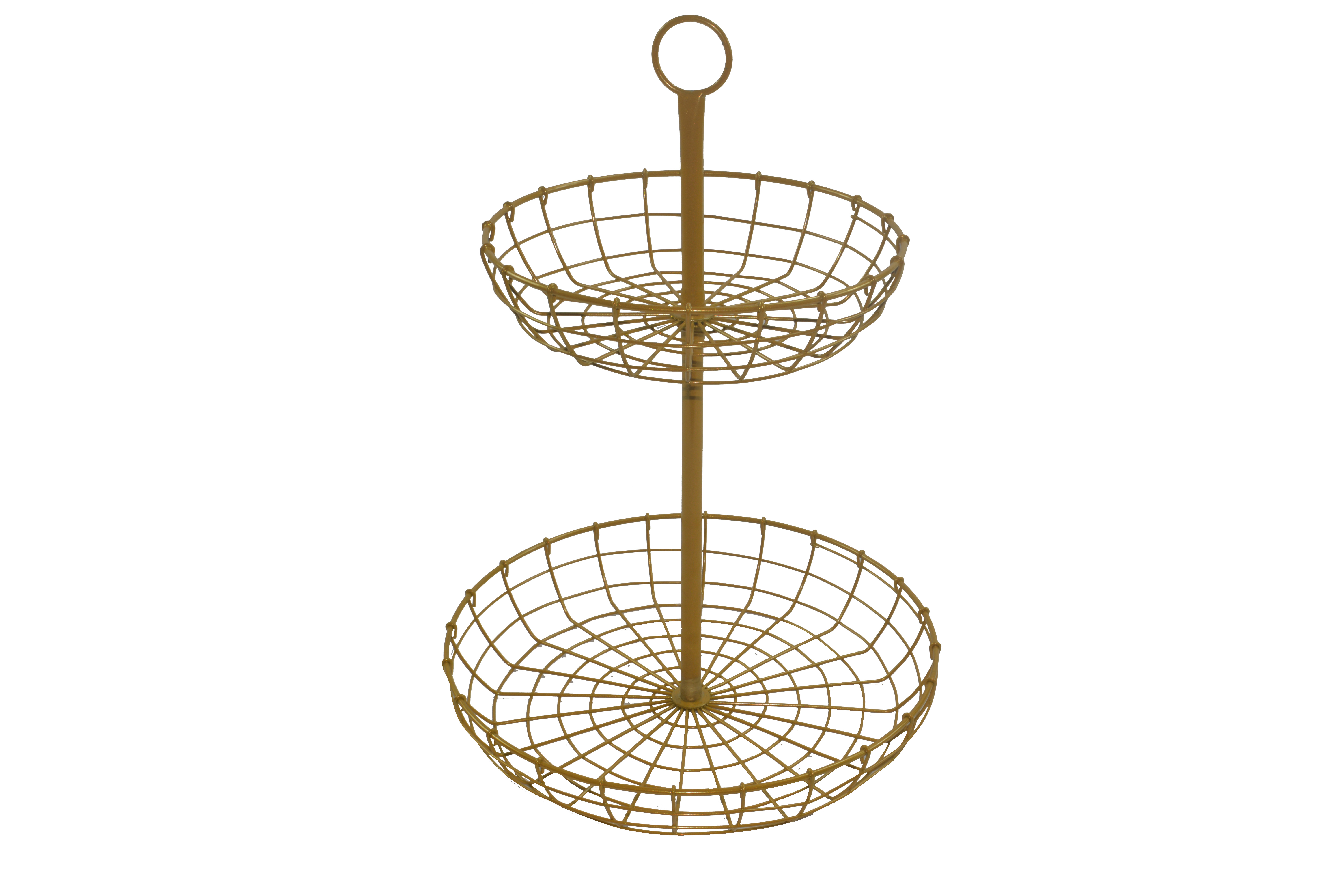 Multifunction KD 2 tier metal wire iron fruit bread storage basket display