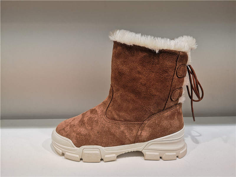 Ladies Fashion Sheepskin/Fake fur Snow Boot Winter shoes Water-Resistant Fashion Outsole Back lace