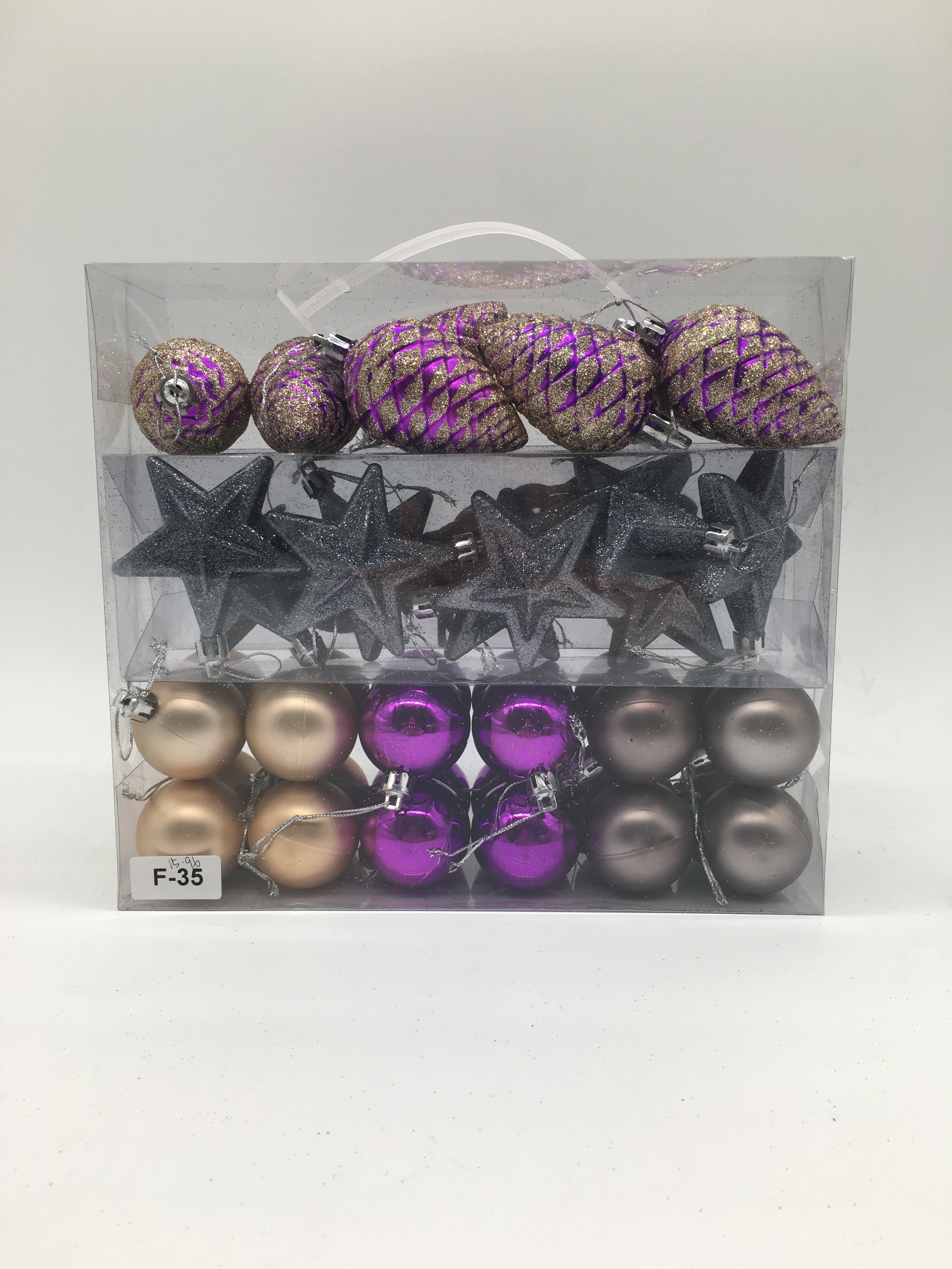 X-MAS S/42 4+6+7+19.5CM purple gold and grey elegent gifts