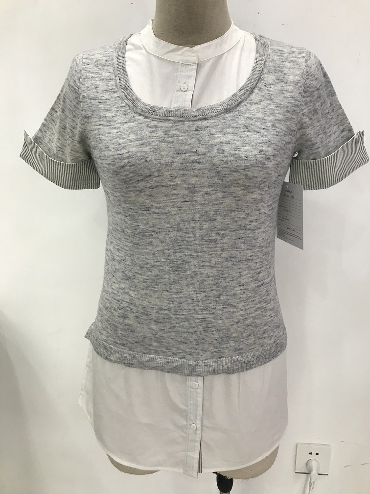 Ladies' Sweater Polo Neck Short Sleeve Jumper Knitted