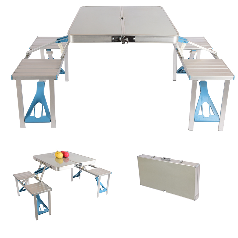 4 Chairs & Picnic Table Outdoor Aluminium Plastic Foldable Portable