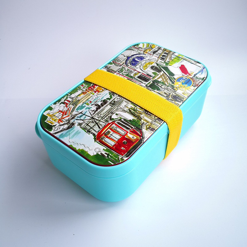 T105 PP Bento Lunch Box Custom Full Pattern Colorful Salad Box with Cutlery